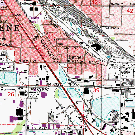 Topographic Map of Lasen (historical), OR