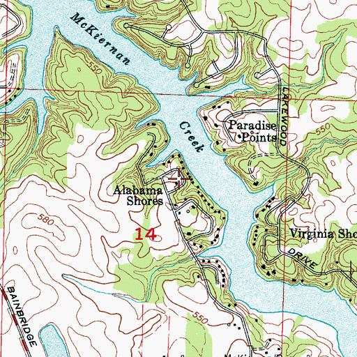 Topographic Map of Alabama Shores, AL