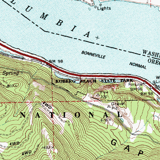 Topographic Map of Koberg Beach State Park, OR