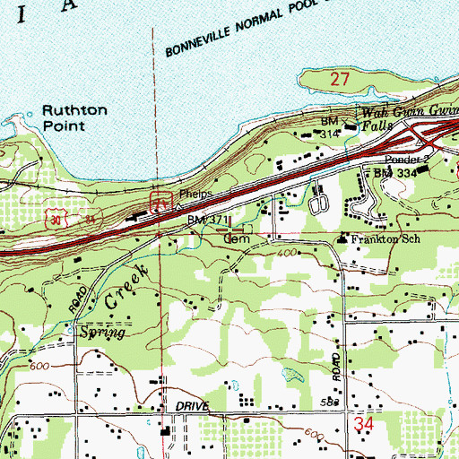 Topographic Map of Frankton Cemetery, OR