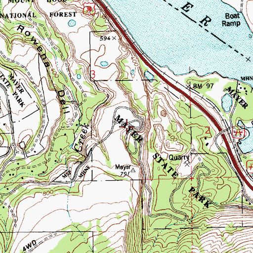 Topographic Map of Rowena Crest, OR