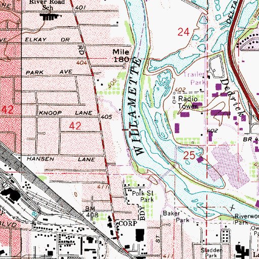 Topographic Map of Skinners Bar, OR