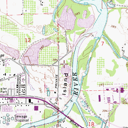 Topographic Map of Two Sisters Bar, OR