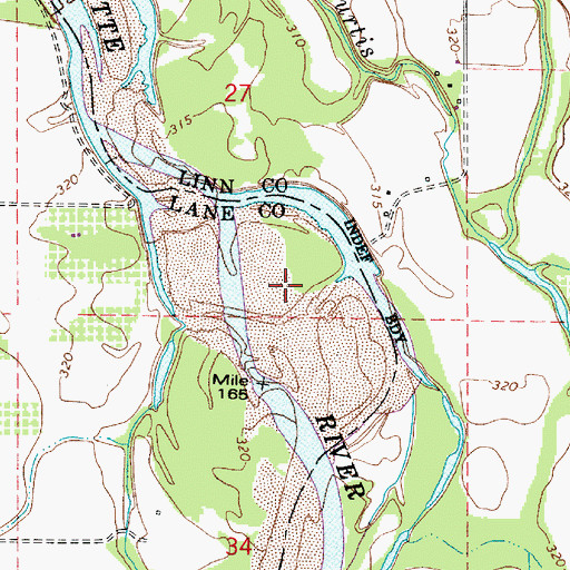 Topographic Map of Harpers Bend, OR