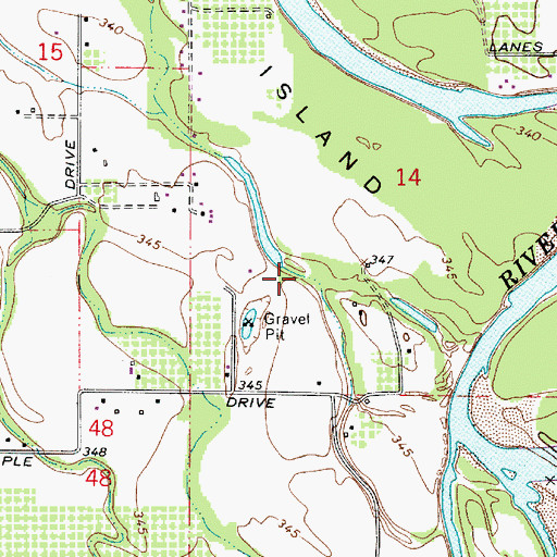 Topographic Map of Bells Shute Bar, OR