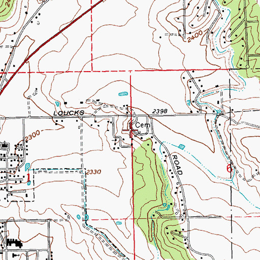 Topographic Map of Mount Jefferson IOOF Cemetery, OR