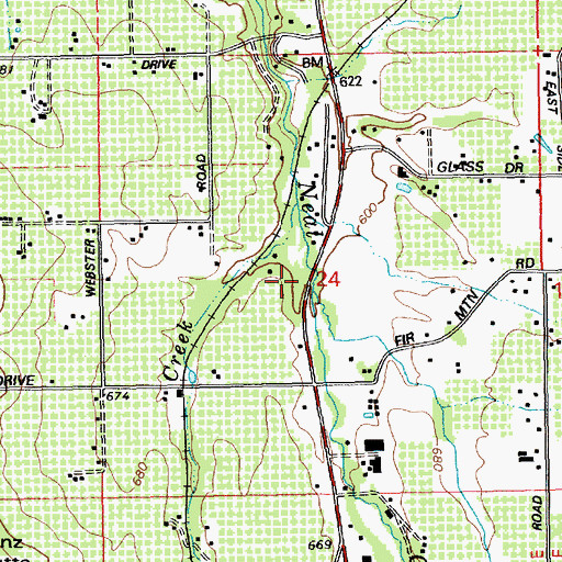 Topographic Map of Shelly Creek, OR
