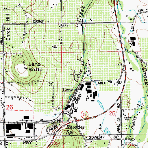 Topographic Map of Rhoades Creek, OR