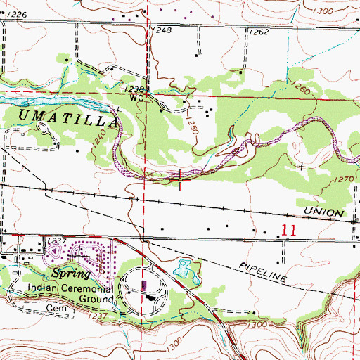 Topographic Map of Spring Creek, OR
