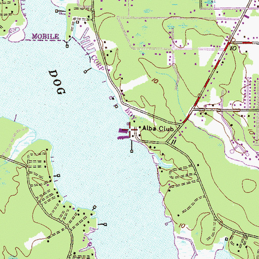 Topographic Map of Alba Club, AL
