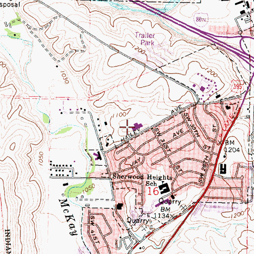 Topographic Map of Harris Junior Academy, OR