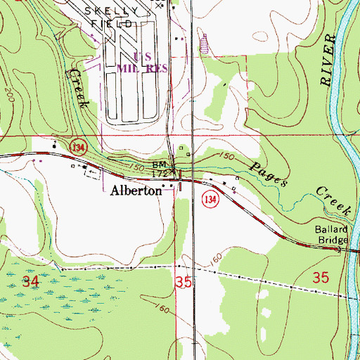 Topographic Map of Alberton, AL