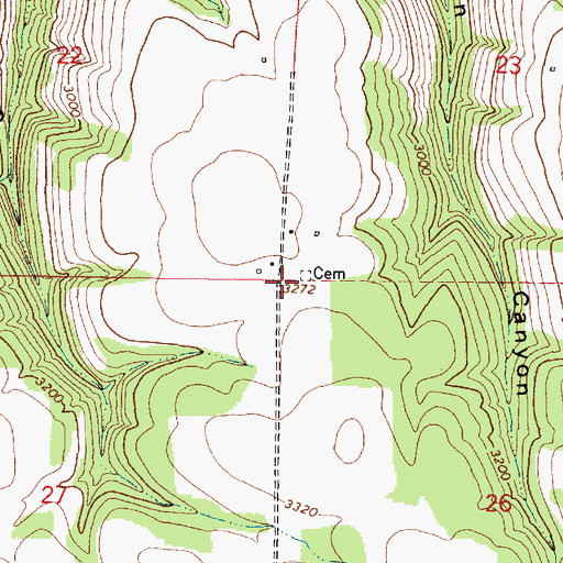 Topographic Map of Hyatt Cemetery, OR