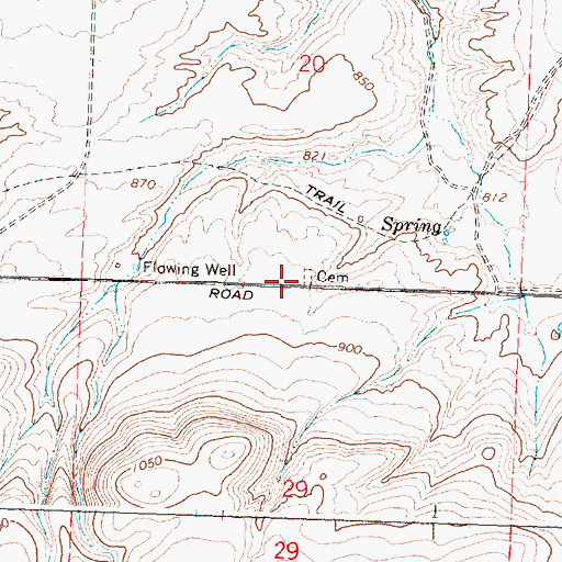 Topographic Map of Wells Spring Cemetery, OR