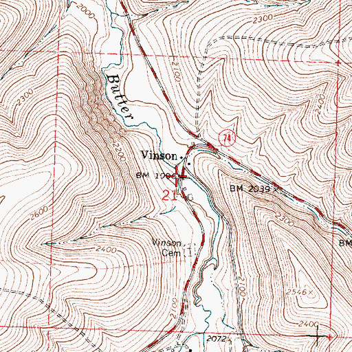 Topographic Map of Butter Creek (historical), OR