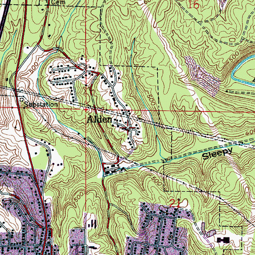 Topographic Map of Alden, AL