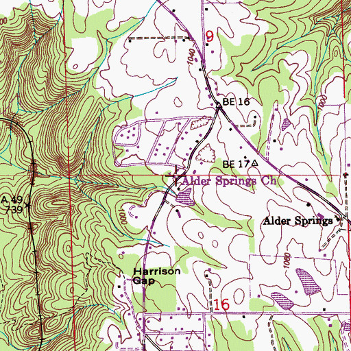 Topographic Map of Alder Springs Church, AL