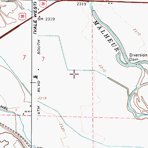 Topographic Map of Purvis Drain, OR