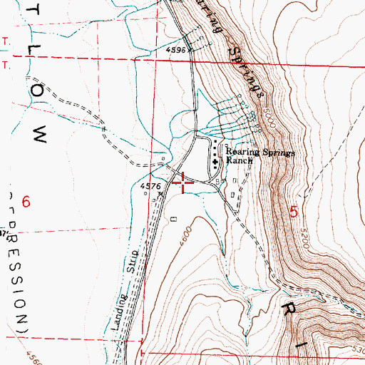 Topographic Map of Roaring Springs Creek, OR