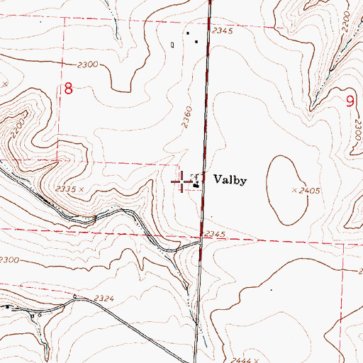 Topographic Map of Valby Cemetery, OR