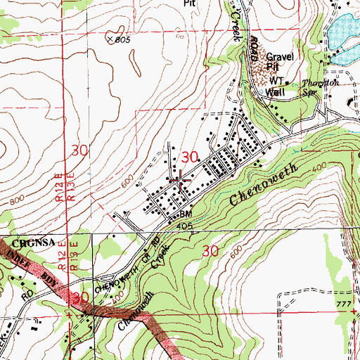 Topographic Map of Chenoweth, OR