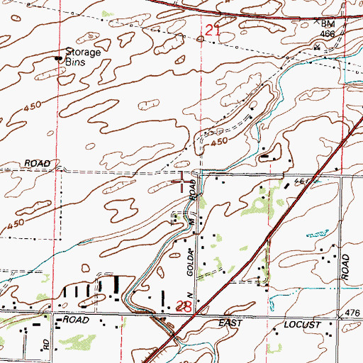 Topographic Map of Cold Springs Drain, OR