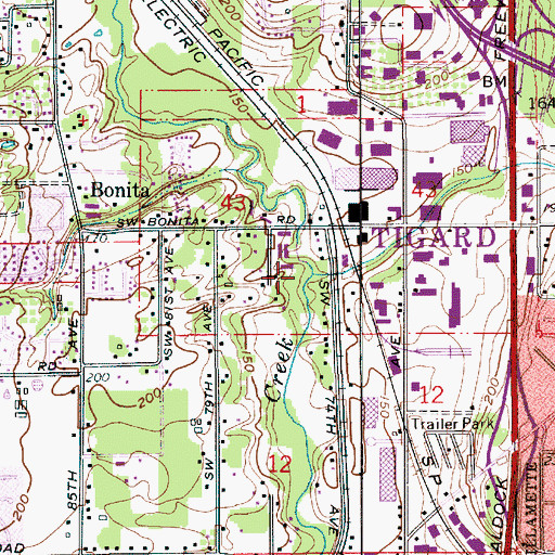 Topographic Map of Ball Creek, OR