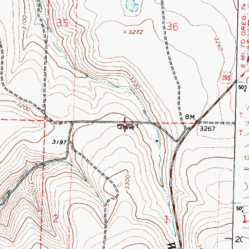 Topographic Map of Darr Grave, OR
