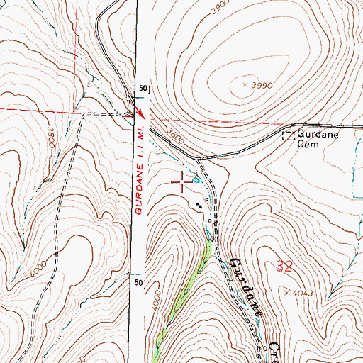 Topographic Map of Doherty Reservoir, OR