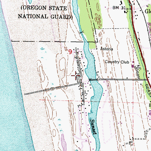 Topographic Map of Sunset Beach, OR