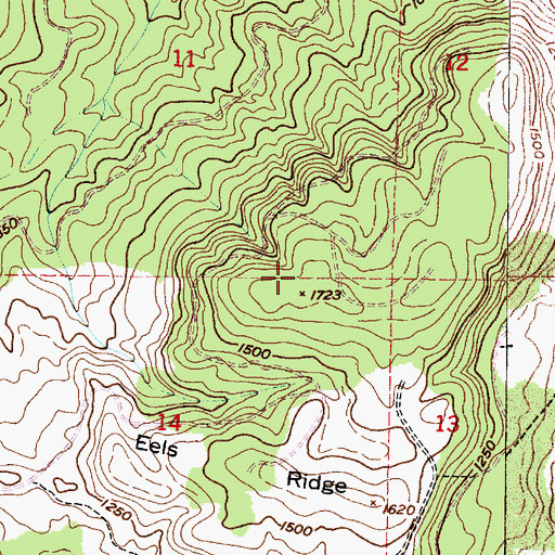 Topographic Map of Sister Green Mountain, OR