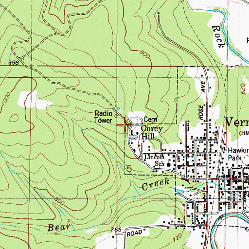 Topographic Map of Vernonia Cemetery, OR
