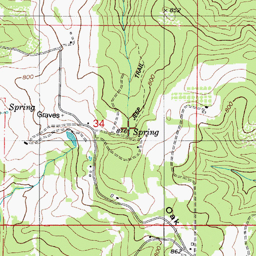 Topographic Map of Dawson Spring, OR