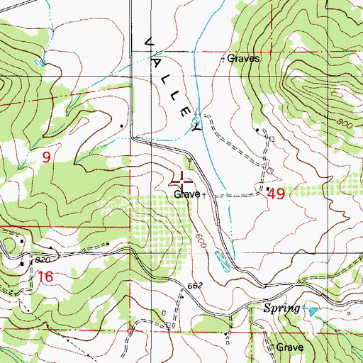 Topographic Map of Moores Valley Cemetery, OR