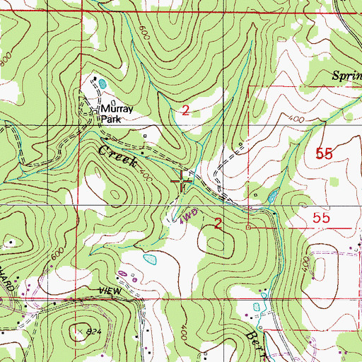 Topographic Map of Murray Creek, OR