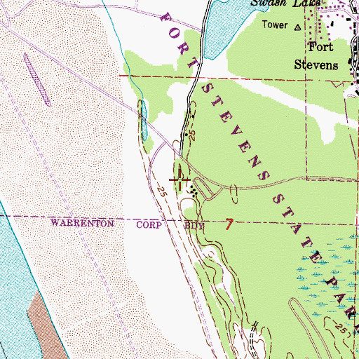 Topographic Map of Battery Russell (historical), OR