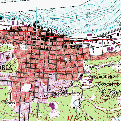 Topographic Map of Riverview Cemetery, OR