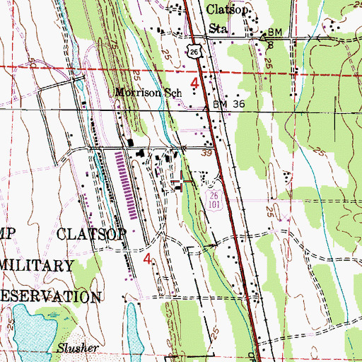 Topographic Map of Clatsop Plains Cemetery, OR