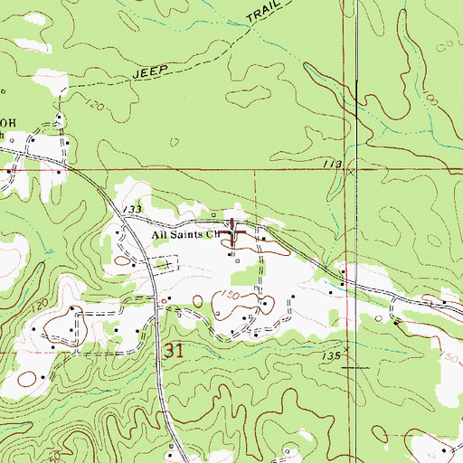 Topographic Map of All Saints Church, AL