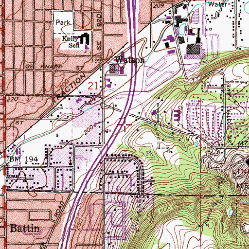 Topographic Map of Veterans Creek, OR