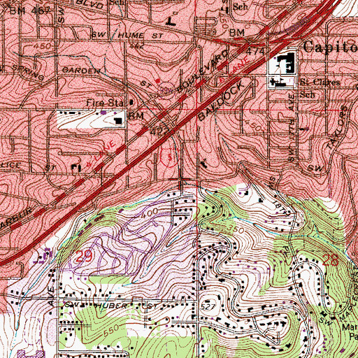 Topographic Map of Falling Creek, OR