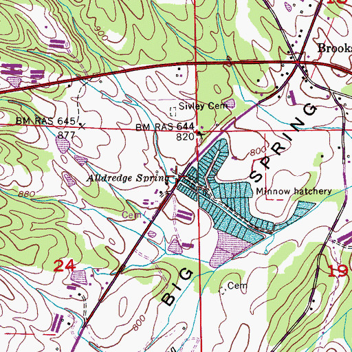 Topographic Map of Alldredge Spring, AL