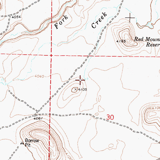 Topographic Map of Red Hen Reservoir, OR