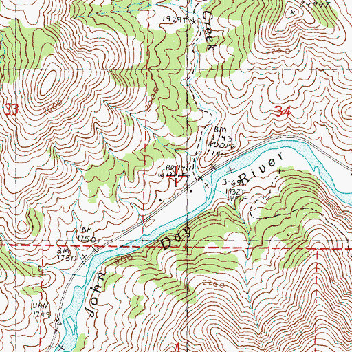 Topographic Map of Snabel Creek, OR