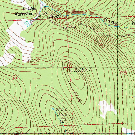 Topographic Map of Moon Mountain, OR