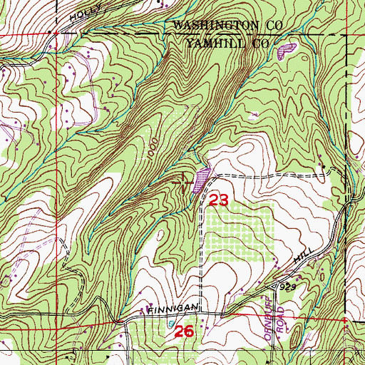 Topographic Map of Weaver Reservoir, OR