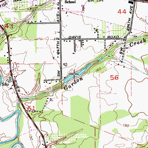 Topographic Map of Ettinger Reservoir, OR