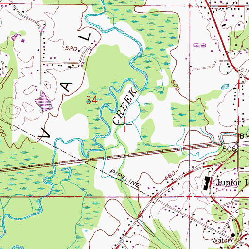 Topographic Map of Allen Brook, AL