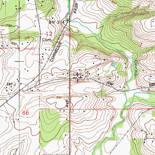 Topographic Map of Bethany Methodist Cemetery, OR