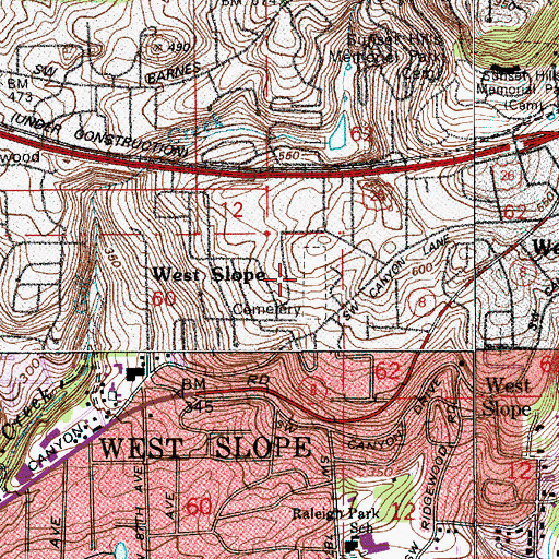 Topographic Map of Neveh Zedek Cemetery, OR